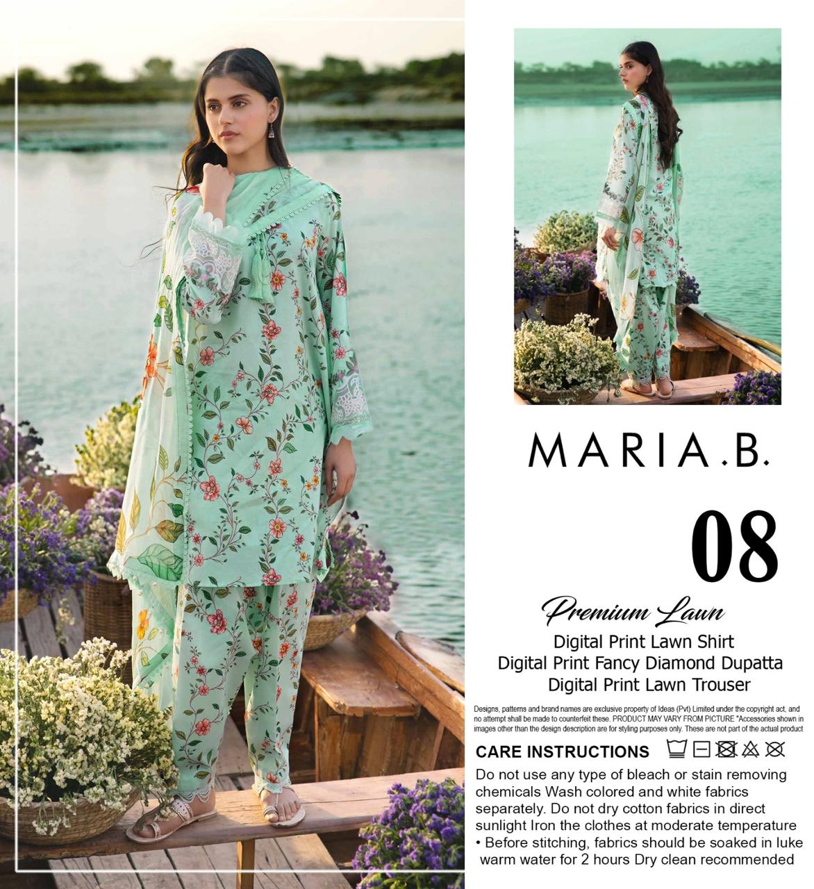 M.R.I.A B DIGITAL PRINTED LAWN 3-PC M&B-08
