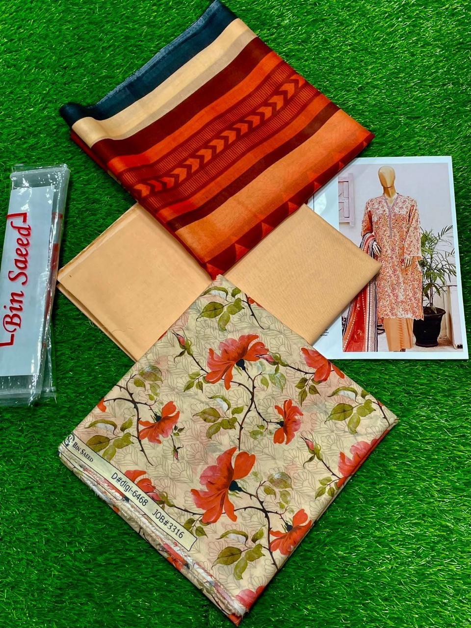 BIN SAED PRINTED LAWN 3-PC B&S-08