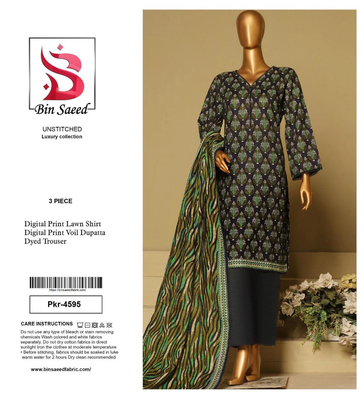 BIN SAED PRINTED LAWN 3-PC B&S-06