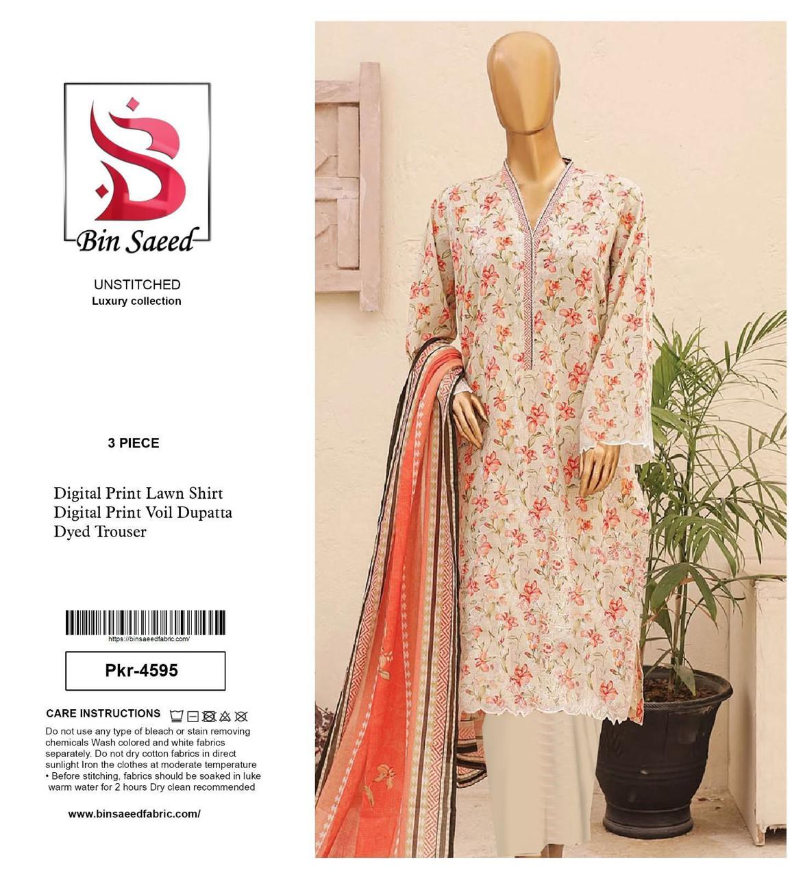 BIN SAED PRINTED LAWN 3-PC B&S-08