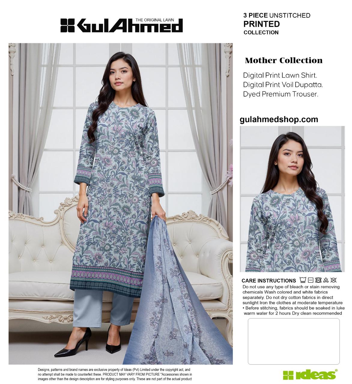 G.U.L AHMAD DIGITAL PRINTED LAWN 3-PC G&A-01