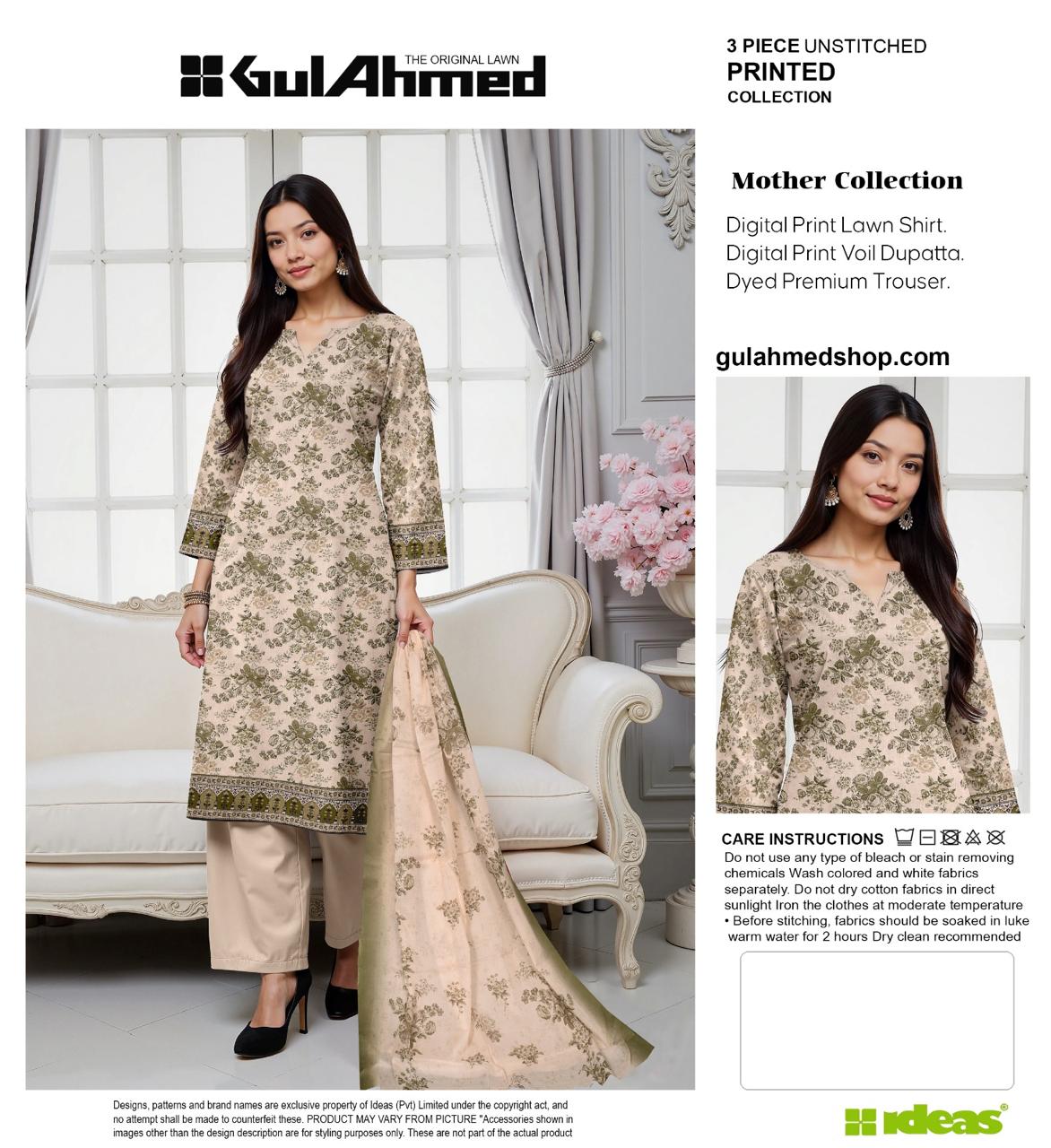 G.U.L AHMAD DIGITAL PRINTED LAWN 3-PC G&A-02
