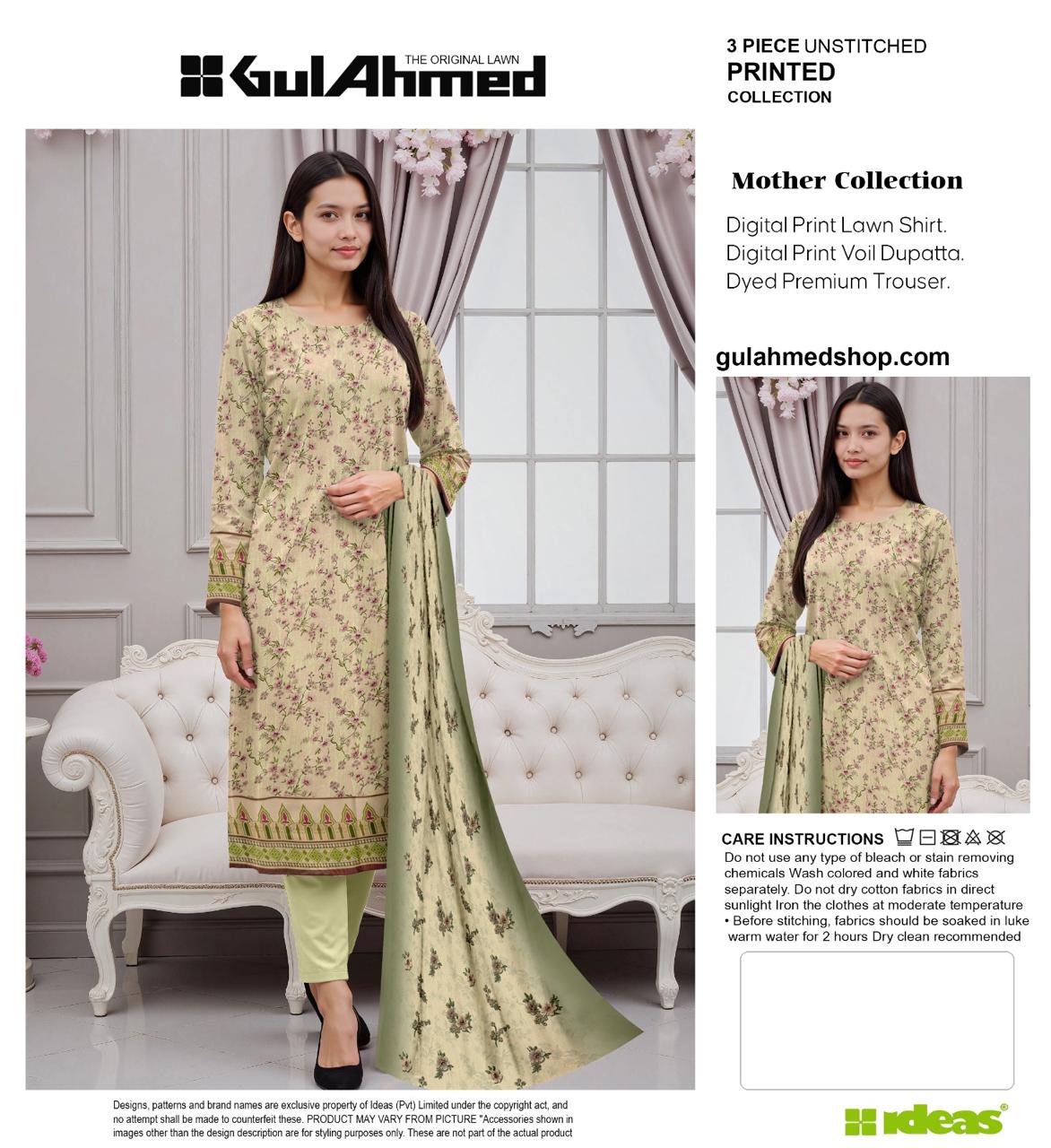 G.U.L AHMAD DIGITAL PRINTED LAWN 3-PC G&A-03