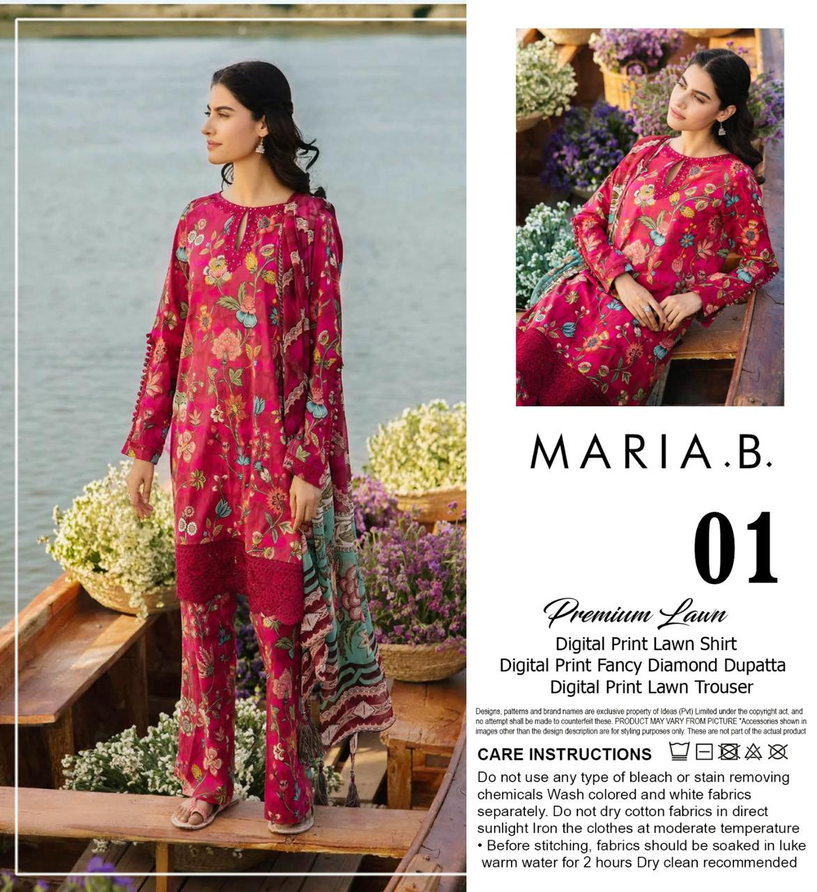 M.R.I.A  B DIGITAL PRINTED LAWN 3-PC M&B-01