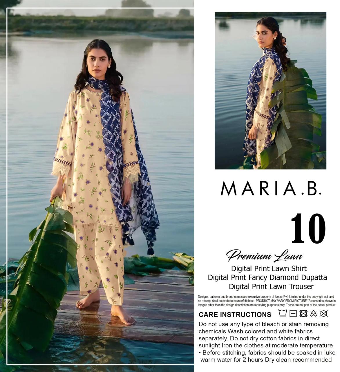 M.R.I.A  B DIGITAL PRINTED LAWN 3-PC M&B-10