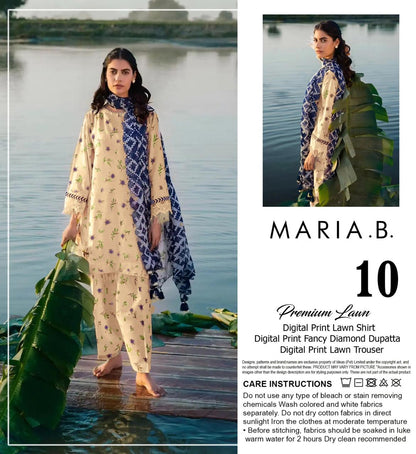 M.R.I.A  B DIGITAL PRINTED LAWN 3-PC M&B-10